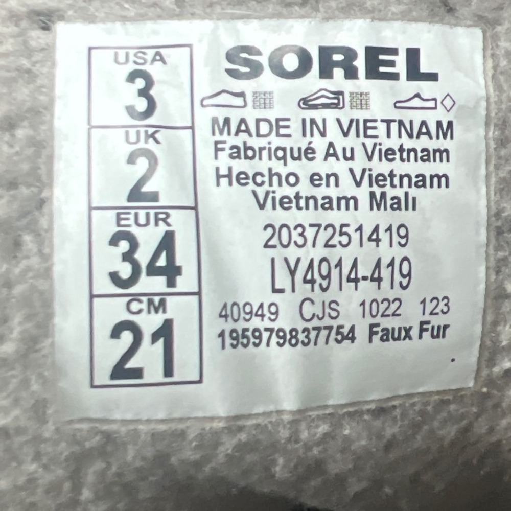 Sorel Whitney II Puffy Mid Boots Grey Navy Waterproof Winter Size 3 LY4914-419 - Picture 8 of 8